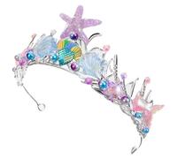 MAGICLULU Couronne de Sirène pour Fille et Adulte, Serrage-tête Métal Strass Étincelants, Design Fleur Océan, Bandeau D'anniversaire et Fête, Accessoire Cheveux Cosplay et Cérémonie