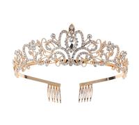 MAGICLULU Couronne de Strass Élégante en Alliage avec Peignes, Surface Lisse Brillante, pour Femmes et Filles, pour Mariage, Anniversaire ou Soirée Dansante