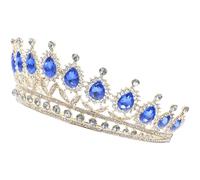 MAGICLULU Couronne Délicate en Alliage Zircon et Cuivre Bandeau Robuste Bleue, Accessoire Mariage Romantique pour Dames et Demoiselles D'honneur