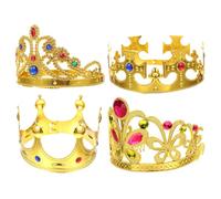 MAGICLULU Couronnes en Plastique Strass Garçon et Filles Lot de 4 Accessoires de Tête Mixtes pour Fête Anniversaire, Déguisement et Spectacle, Bandeaux Coiffure Fille pour Style Aléatoire