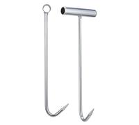 MAGICLULU Crochet Leve Plaque en Fer Robuste Argenté, Outil de Levage Portable pour Couvercle D'égout, Lot de 2pcs, pour Soulever Facilement les Plaques Lourdes