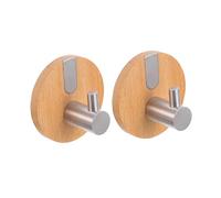 MAGICLULU Crochets Adhésifs en Bambou et Acier Inoxydable sans Perçage 2pcs, Support Mural Rond pour Suspendre, Installation Facile et Décoration Intérieure Maison