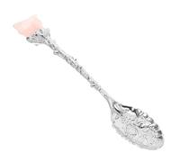 MAGICLULU Cuillère à Café Vintage Gravée Cristal Rose, Alliage En Métal Argenté, Agitateur Réutilisable Multifonction Pour Thé, Café, Desserts, Usage Domestique,