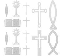 MAGICLULU Décoration de Table Croix Creuse et Poisson pour Baptême en Bois Argenté Ornement de Fête Multi-fonctionnel pour Bureau et Célébration Religieuse