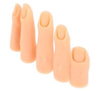 MAGICLULU Doigts D'entraînement en Silicone Naturel pour Nail Art, Lot de 5 Faux Doigts Rigides Ongles Insérables, Pratique du Nail Art et Formation Manucure Réaliste