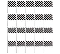 MAGICLULU Drapeaux de Course 14x21cm Lot de 25 en Polyester Noir et Blanc Motifs Visibles Recto Verso, Décoration pour Parades et Événements Automobiles