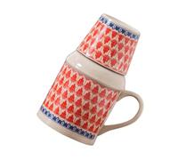 MAGICLULU Ensemble Bouilloire et Tasse en Céramique Vintage 500 Ml avec Couvercle en Liège Service à Thé Portable Résistant à la Chaleur pour Bureau et Maison Carafe et Mug Empilables