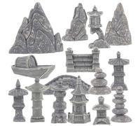 MAGICLULU Ensemble de 15 Mini Pagodes Décoratives en Résine pour Rocaille, Kit de Mini Rocaille Ornementale de Jardin Intérieur, Décor Zen pour Bonsaï et Micro-Paysage, Style Aléatoire