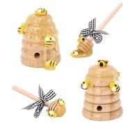 MAGICLULU Ensemble de 4 Pièces Décorations Ruche en Paille Naturelle Bâtonnet Abeille, Plateau à Étages Miniature pour Décoration de Fête Abeilles, Intérieur et Balcon, Ambiance Festive