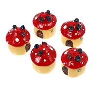 MAGICLULU Ensemble de 5 Maisons Champignons en Résine Rouge pour Décoration de Jardin, Miniatures Délicates pour Décorer Votre Maison ou Espace de Jardin