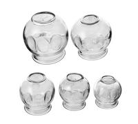 MAGICLULU Ensemble de 5 Ventouses en Verre Ouverture Lisse et Ronde, Embout Antidérapant, pour Thérapie sous Vide et Massage à Domicile