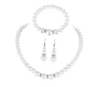 MAGICLULU Ensemble de Bijoux de Mariage Femme 1 Set Perles Nacrées Blanc Cassé Ras-de-cou Collier, Bracelet Perle et Boucles D'oreilles Pendantes pour Mariée et Cérémonie
