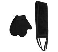 MAGICLULU Ensemble de Serviettes de Bain et Moufles Exfoliants pour Bain en Film Pe et Flocage, Soins Doux Quotidiens Peau, Coffret 3 Pièces Noir