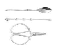 MAGICLULU Ensemble D'outils Solide en Acier Inoxydable pour Fruits de Mer Pince à Crabes, Fourchette et Cuillère, Facile à pour Homard et Huîtres Argentés