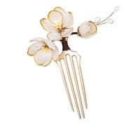 MAGICLULU Épingle à Cheveux à 4 Branches en Métal Beige Style Vintage Motif Lotus, Design Fin et Élégant pour Accessoires de Cheveux Hanfu Quotidien et Occasions Spéciales