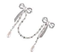 MAGICLULU Épingle à Poitrine en Alliage Argenté Perles, Élégante à Chaîne, Décoration Mode pour Vêtements et Foulards, Présent Original pour Femmes