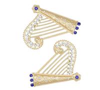 MAGICLULU Épingle Harpe en Alliage Doré Décorative et Fonctionnelle avec Pierres Scintillantes, Accessoire Élégant pour Occasions Spéciales et Tenue de Soirée, Lot de 2