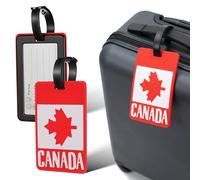 MAGICLULU Étiquette Valise Drapeau Canada Lot de 2 en PVC Résistant Identifiant Suspendu pour Voyageurs Canadiens Utilisable pour Cartes de Travail et Objets Trouvés