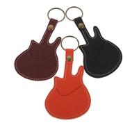 MAGICLULU Étui Porte-Médiators 3 Pièces Portable pour Guitare, Porte-Clés Multifonction Pochette de Rangement pour Médiators, Cartes D’Accès, en Cuir Synthétique Noir, Marron et Orange,