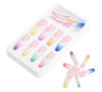 MAGICLULU Faux Ongles Dégradés Arc-en-ciel 24 Pièces en Abs Extra Longs Brillants pour Manucure Élégante et Soirée
