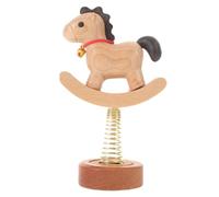 MAGICLULU Figurine Cheval à Bascule en Bois Naturel Sculptée la Main, Statuette Miniature Feng Shui pour Décoration Intérieure et Tableau de Bord, Mascotte Zodiaque Chinois 2026