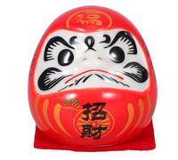 MAGICLULU Figurine Japonaise en Céramique Rouge Ornement de Décoration Intérieure et Accessoire de Voiture Mini Statue Traditionnelle de Fortune et Richesse Décor Zen Japonais 1 Pièce