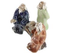 MAGICLULU Figurine Miniature de Sage Chinois en Porcelaine Émaillée, Décoration de Jardin 3 Personnages 1 Pouce, Micro-Paysage pour Bonsaï, Terrarium et Décor de Bureau, Statue Céramique