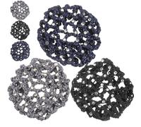 MAGICLULU Filets à Cheveux Élastiques pour Femmes - Lot de 6 Filets à Chignon Décoratifs Strass - Accessoires Coiffure Professionnels pour Infirmières, Hôtesses, Danseuses - Couleurs Noir,