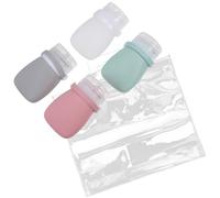 MAGICLULU Flacons de Voyage Rechargeables en Silicone 30Ml - Lot de 5 set de Bouteilles Étanches Transparentes, Rose Poudré, Vert Foncé et Gris 4 Paquet EVA - Contenants Pratiques pour