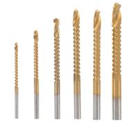 MAGICLULU Forets pour Bois Hss 6 Pièces, Coffret de Mèches à Scie Spirale, Fraises à Rainurer Dentelées, Foret Métal et Plastique, Perceuse Électrique, Bricolage et Construction