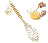 MAGICLULU Fouet multifonction en métal épais pour gâteau et salade - Fouet en laiton doré pour la cuisson en fil d'acier doré - Fouet mélangeur - Ustensiles de cuisine polyvalents