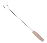 MAGICLULU Fourchette à Brochette Double Crochet Acier Inoxydable Avec Manche Bois Antidérapant Accessoire Tourne-viande Résistant Haute Température Pour Barbecue Extérieur Et Cuisine De