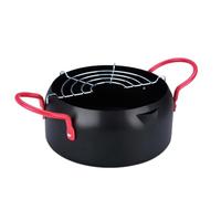 MAGICLULU Friteuse Noire en Fer Compatible Gaz avec Grosse Capacité, Chauffage Rapide et Égouttoir Amovible pour Usage Domestique et Présent