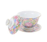 MAGICLULU Gaiwan Tasse à Thé Kung Fu 140 Ml Céramique Émaillée Motif Floral Traditionnel Chinois Service à Thé Domestique Pour Maison Avec Couvercle