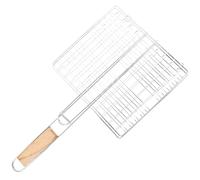 MAGICLULU Grille de Cuisson en Acier Inoxydable Résistant 1 Pièce, Filet de Grillade à Poisson et Barbecue Extérieur, Panier Double Fonction pour Barbecue de Camping et Grillades Variées