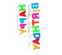 MAGICLULU Guirlande Lumineuse LED Lettres « Happy Birthday » 1,3 M sans Piles, Lumière Décorative d'anniversaire PVC Multicolore pour Fête, Salon, Chambre, Balcon, Couleur Aléatoire