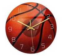 MAGICLULU Horloge Murale de Basketball Silencieuse en Acrylique Ronde Grands Chiffres Arabes, Décoration Créative pour Chambre et Bureau