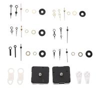 MAGICLULU Kit 2 Ensembles de Mécanismes D'horloge Murale DIY 2 Mouvements à Balayage Silencieux, 6 Paires D’aiguilles en Métal Petite Taille, Fixation par 4 Clous, Alliage et Plastique,