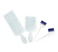 MAGICLULU Kit de Coloration Capillaire Bleu Planche Incurvée en Plastique, Pinceau Applicateur et Huile pour Mèches, Teinture et Balayage Professionnel, Outil Salon et Usage Personnel,