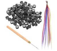 MAGICLULU Kit Extensions Cheveux Synthétiques à Plumage Colorées 13 Mèches Lisses Haute Température avec Crochet Bois et 100 Anneaux Noirs, Accessoires pour Coiffure Fille Fête et Style DIY