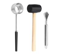 MAGICLULU Kit Ouvre-Noix Manuel en Acier Inoxydable 3 Pièces avec Maillet en Caoutchouc Outil Portable pour Percer et Ouvrir Fruits à Coque Accessoires de Cuisine pour Usage Domestique