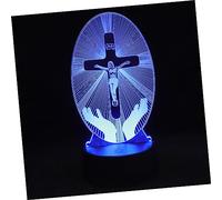 MAGICLULU Lampe De Jésus Lumière De Visualisation 3d Croix Veilleuse Lampe De Bureau Jésus Traverser La Lumière Jésus Croix Nuit Nuit Homme Télécommande Acrylique Lumières De L'église
