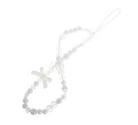 MAGICLULU Lanière Blanche Pour Téléphone Portable Avec Nœud Orné De Perles Synthétiques Cordon Pour Coque De Téléphone Porte-clés Accessoire Mode