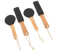 MAGICLULU Lime à Pieds en Bois Carbonisé Noir 4 Pièces Technologie de Sablage, Manche en Bambou Noir, Usage Familial pour Soins des Pieds Toute L'année, Antidérapante