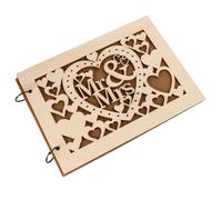 MAGICLULU Livre D'or Créatif en Bois Sculpté Découpe Cœur, Registre de Présence Élégant pour Mariage, 20 Pages, pour Cérémonie et Réception