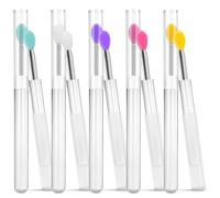 MAGICLULU Lot de 10 Pinceaux à Lèvres en Silicone Réutilisables, Couleurs Assorties Blanc, Rose, Violet, Vert, Jaune, Applicateurs de Gloss avec Manche en Plastique et Couvercle