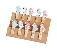 MAGICLULU Lot de 10 Pinces à Photos en Naturel Mini Pinces Mémo de Flamant Rose Décoration pour Collages Photo et Bannières Couleur Aléatoire