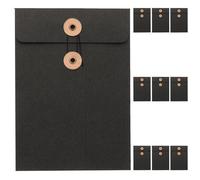 MAGICLULU Lot de 10 Pochettes de Rangement en Papier Kraft Ficelle, Format A5, Organiseur de Documents Scolaires et Bureau, Étui Compact pour Dossiers et Projets, Fermeture Cordon Pratique,