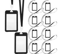 MAGICLULU Lot de 10 Porte-Badges avec Cordon Noir Double Face Transparent Étui Porte-Badge Imperméable en ABS et Polyester Protection pour Cartes d'Identité Cartes Scolaires Usage