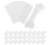 MAGICLULU Lot de 100 Étiquettes Blanches en Pvc avec Cordon, Surface Vierge pour Décoration, Design Simple, Étiquettes Imperméables pour Usage Professionnel et Expédition
